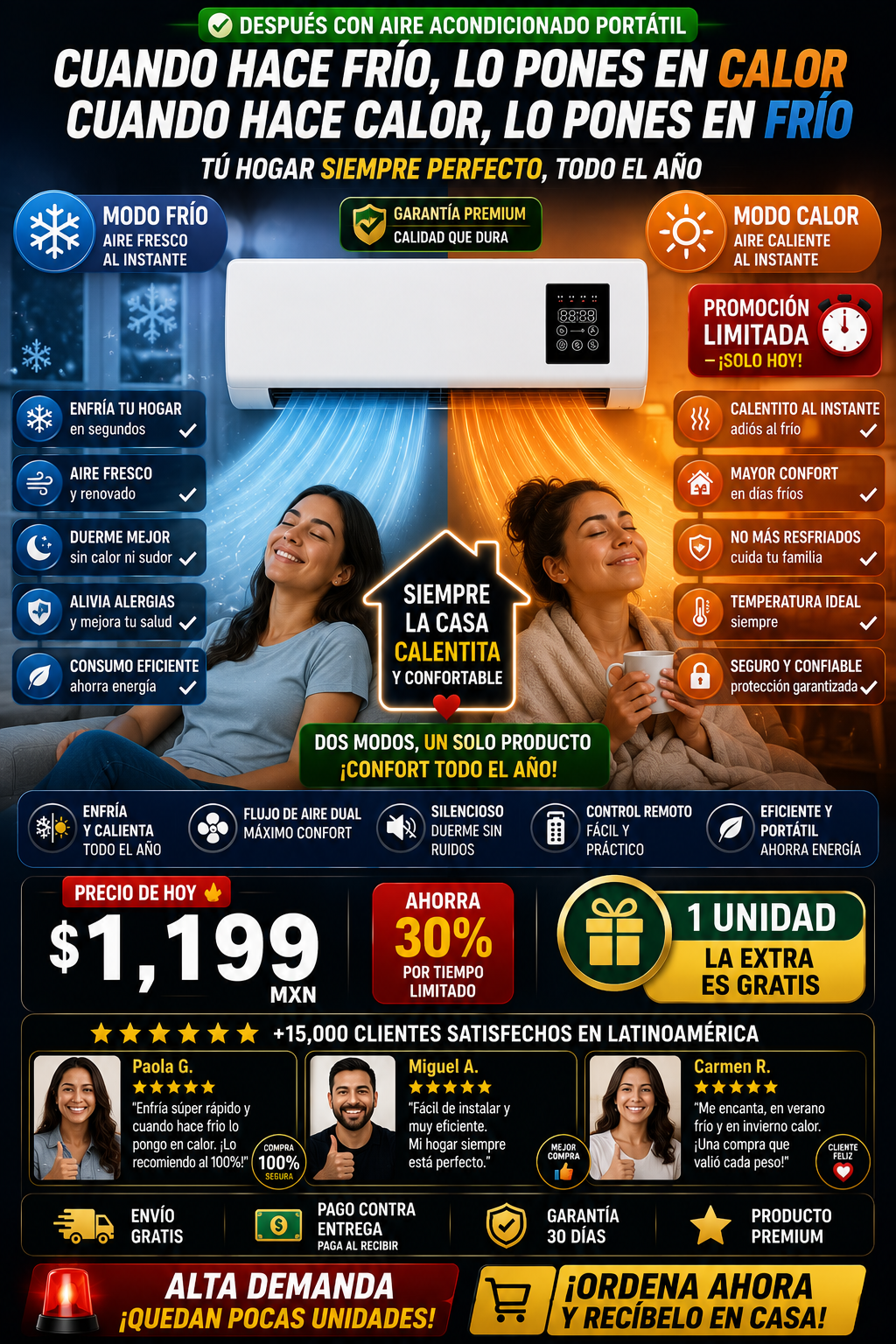 Aire Acondicionado Portátil 141 BTU Frío Intenso