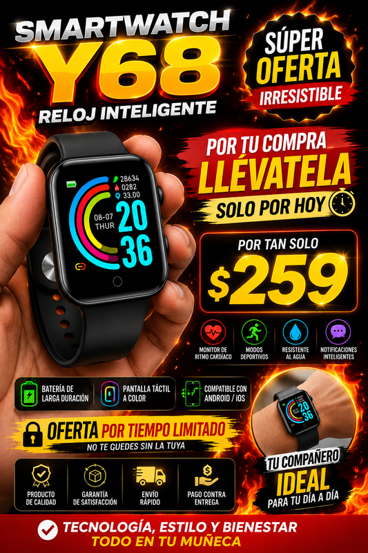 Smartwatch Y68 reloj inteligente