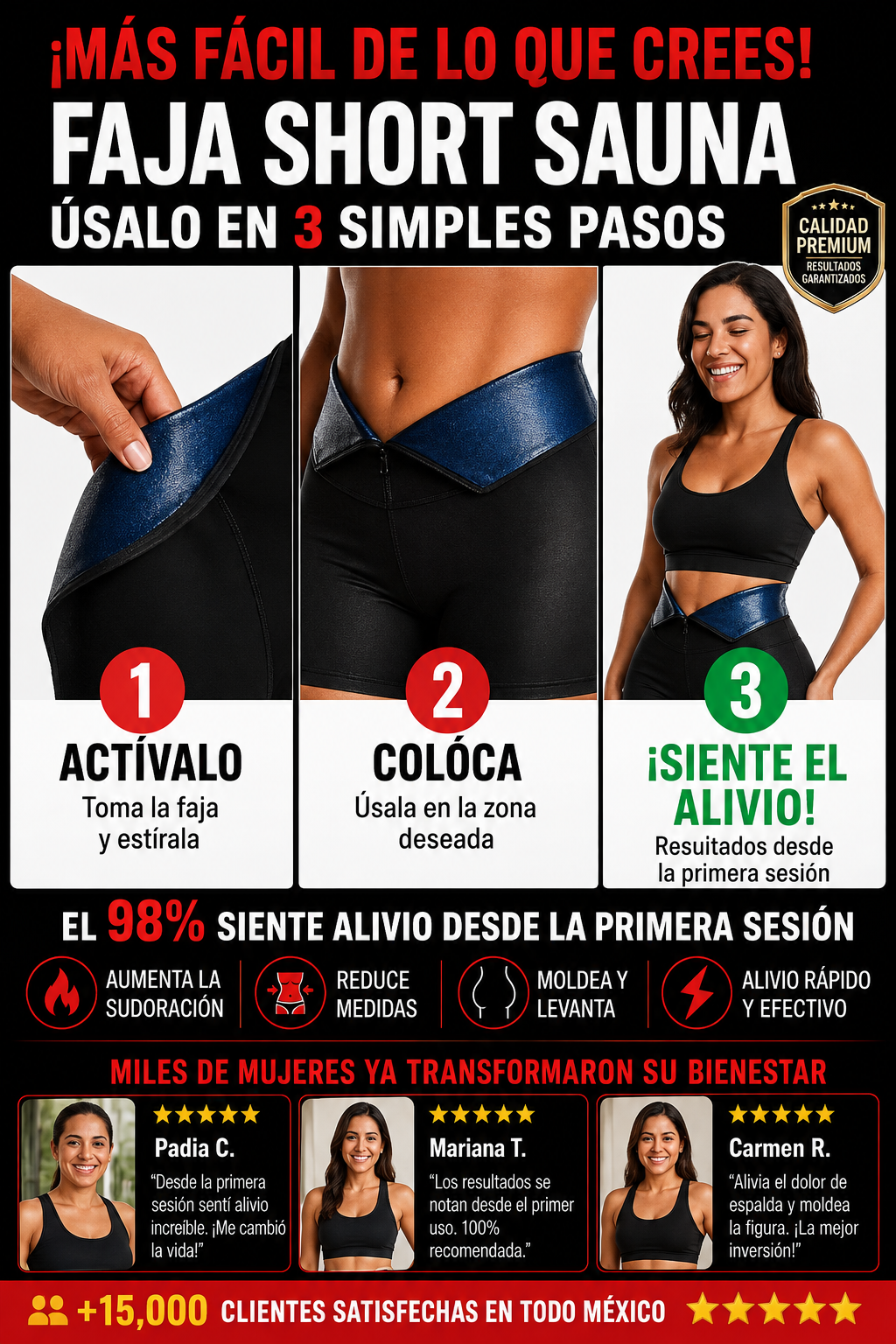Faja Short Sauna Reductora Efecto Inmediato