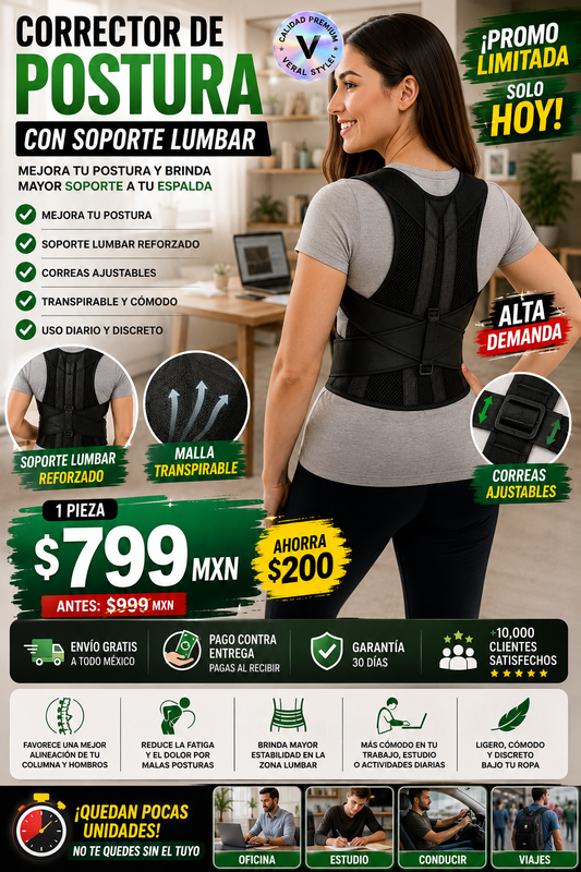 Corrector Postura Soporte Lumbar Premium Ajustable