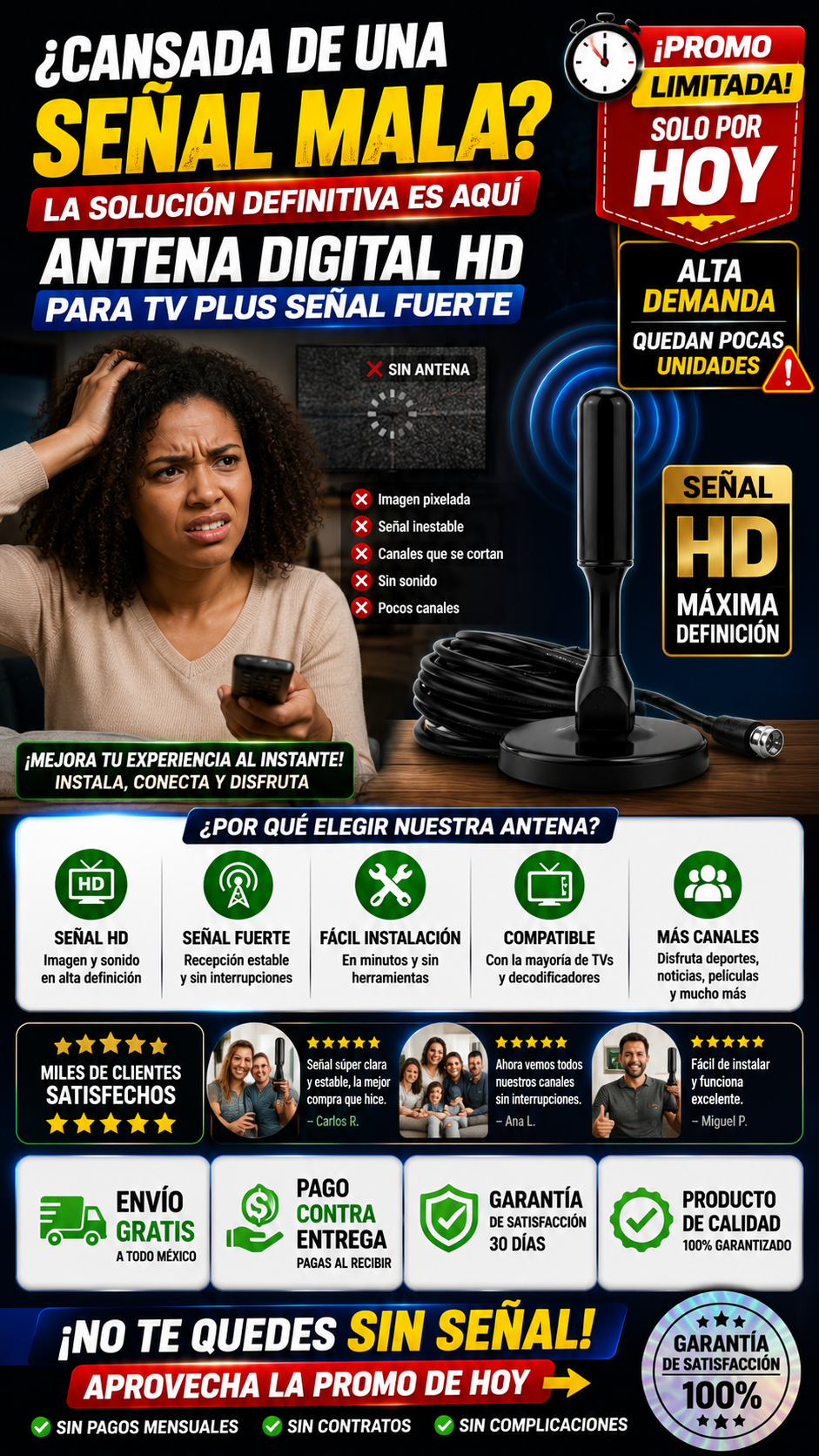 Antena Digital HD Para TV Plus Señal Fuerte