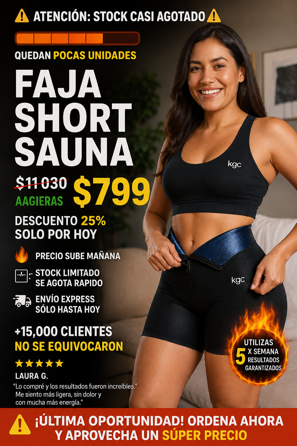 Faja Short Sauna Reductora Efecto Inmediato