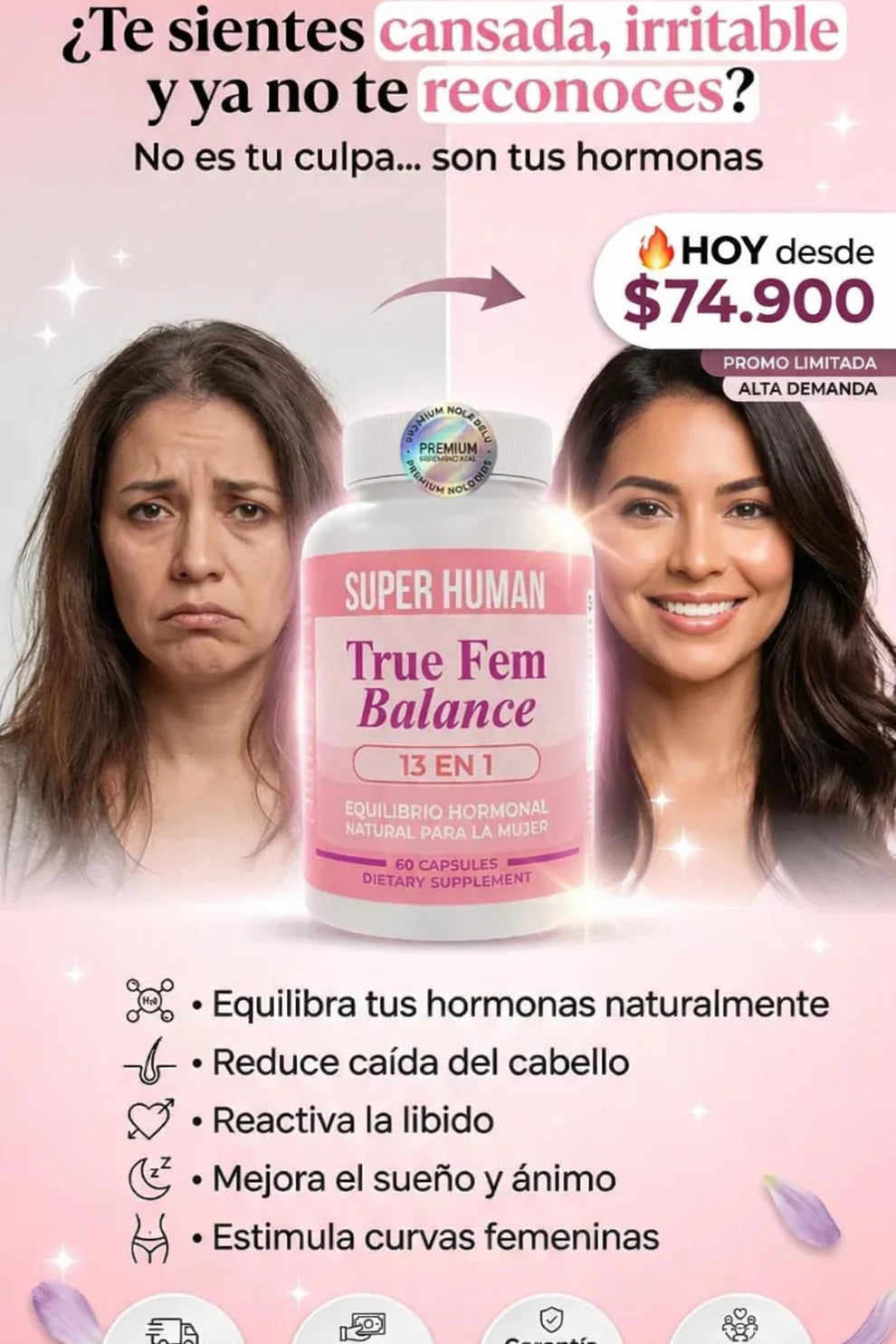 True Fem Balance Suplemento Hormonal Mujer 60 Cápsulas