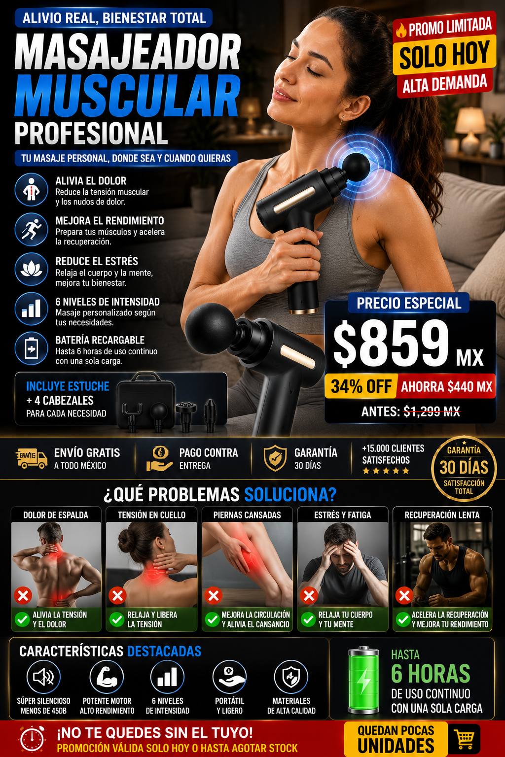 Pistola Masajeadora Muscular Portátil - Alivio Inmediato