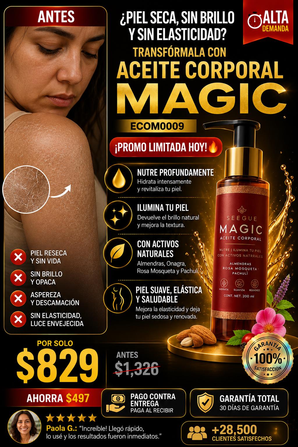 Aceite Corporal Magic Premium Efecto Sedoso Delivery