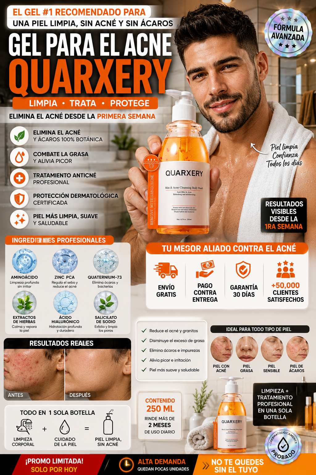 Gel Anti Acné Quarxery Limpia Piel Profundamente