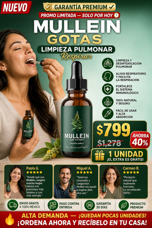 Mullein Gotas Limpieza Pulmonar Respirar - imagen 1