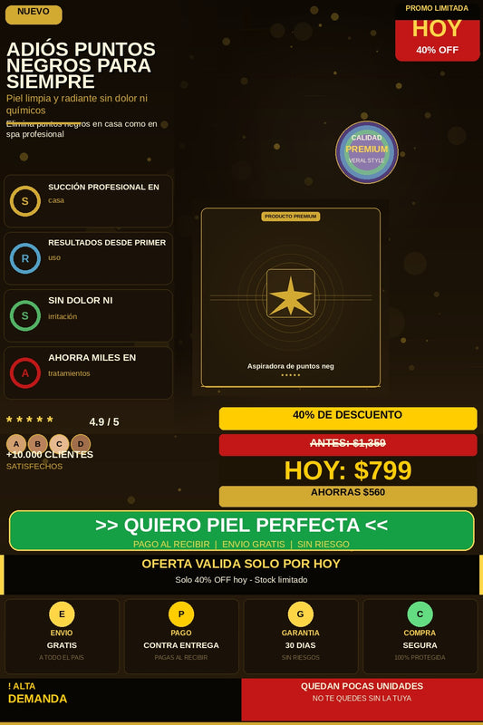 Aspiradora de puntos negros eléctrica con succión — hero