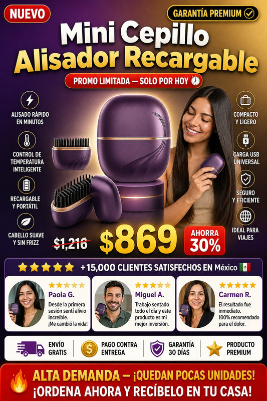 Mini Cepillo Alisador Recargable - imagen 1