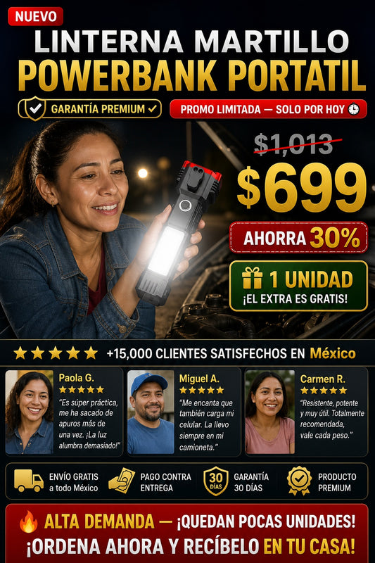 Linterna Martillo Powerbank Portatil - imagen 1
