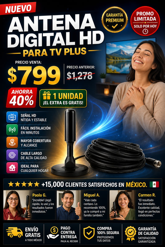 Antena Digital Hd Para Tv Plus - imagen 1