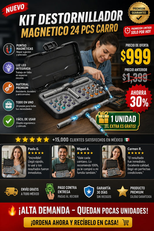 Kit Destornillador Magnetico 24 Pcs CARRO - imagen 1