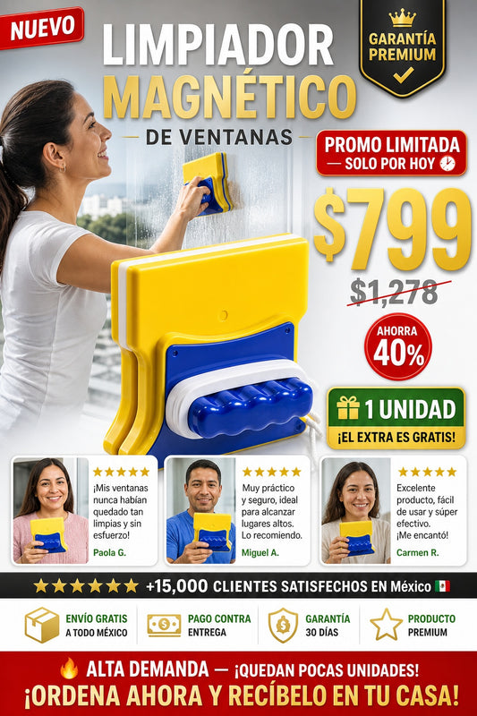 Limpiador De Ventanas Magnetico Cuadrado - imagen 1