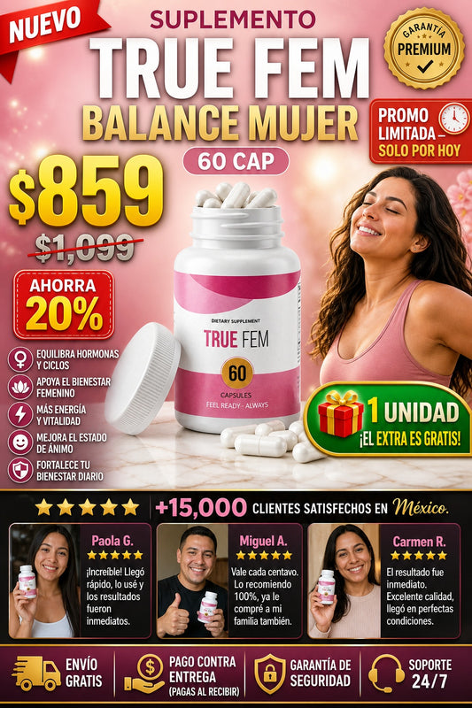 Suplemento True Fem Balance Mujer 60 Cap - imagen 1