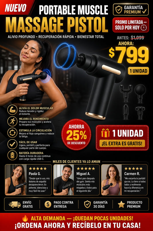 Pistola Masajeador Portatil Muscular - imagen 1