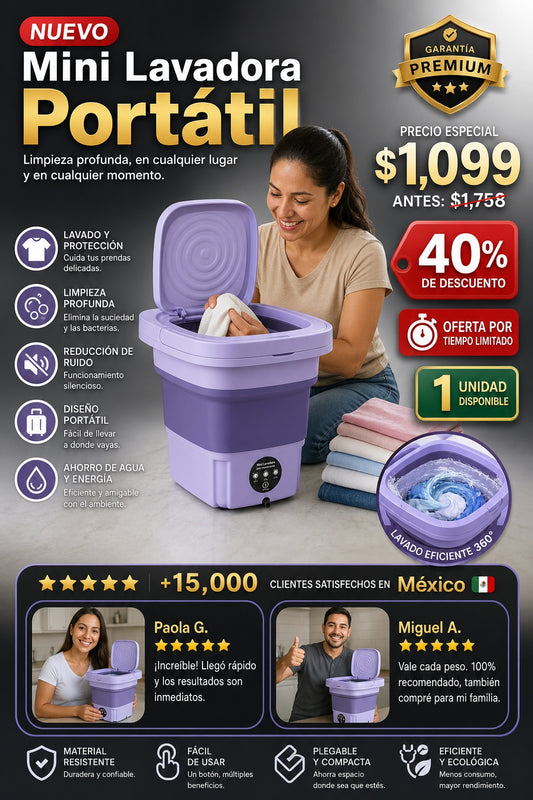 Mini Lavadora Portatil Ropa - imagen 1