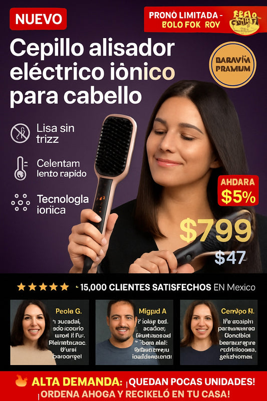 Cepillo alisador eléctrico iónico para cabello - imagen 1
