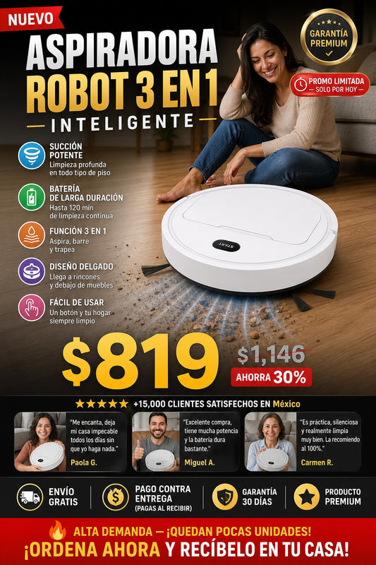 Aspiradora Robot 3 En 1 Inteligente - imagen 1