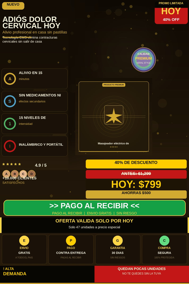 Masajeador eléctrico de cuello y cervicales con pulsos EMS — hero