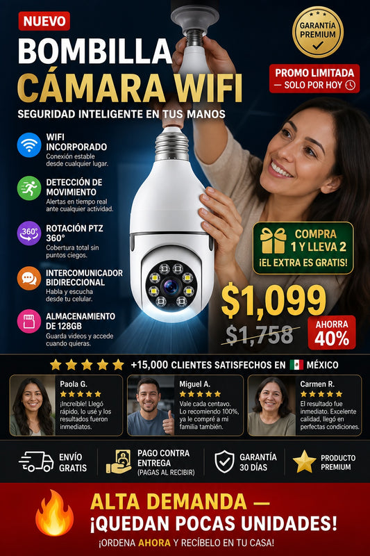 Foco Camara De Seguridad Con Wifi - imagen 1