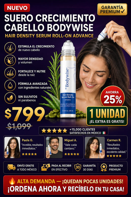Suero Crecimiento Cabello Bodywise Hair Density Serum Roll-On Advance - imagen 1