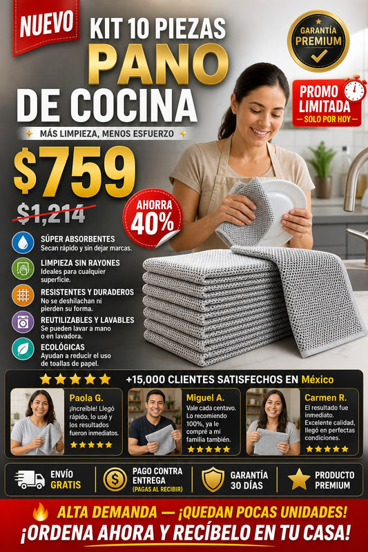Kit 10 Piezas Pano De Cocina - sección 1