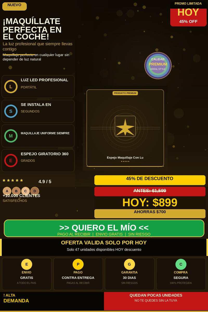 Espejo Maquillaje Con Luz Led Para Coche — hero