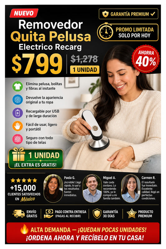 Removedor Quita Pelusa Electrico Recarg - imagen 1