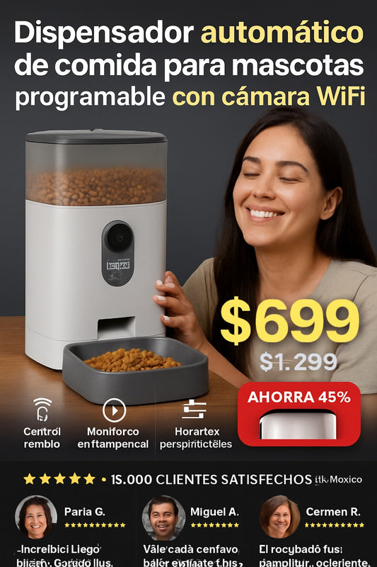 Dispensador automático de comida para mascotas programable con cámara WiFi - imagen 1