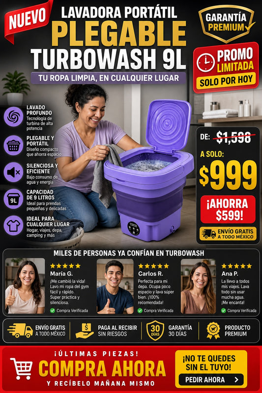 Lavadora Portatil Plegable Turbowash 9l - imagen 1