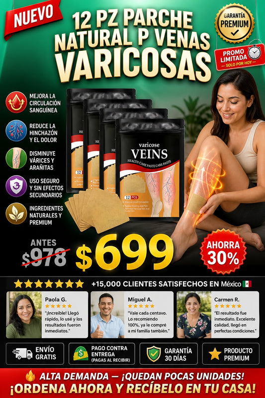 12 Pz Parche Natural P Venas Varicosas - imagen 1
