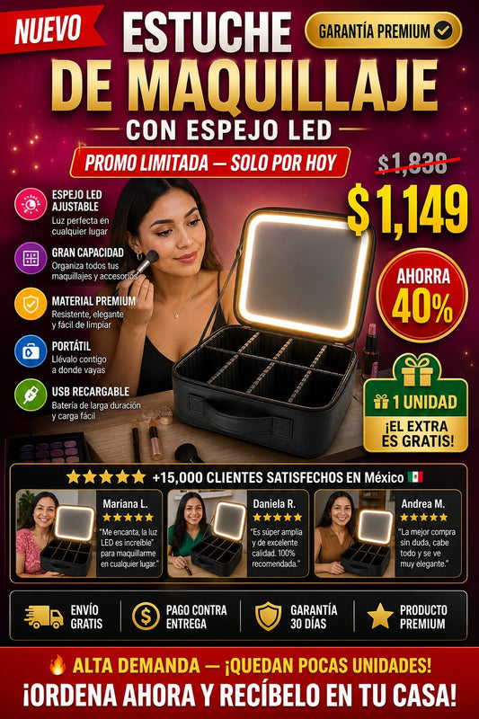 Estuche De Maquillaje Con Espejo Led - imagen 1
