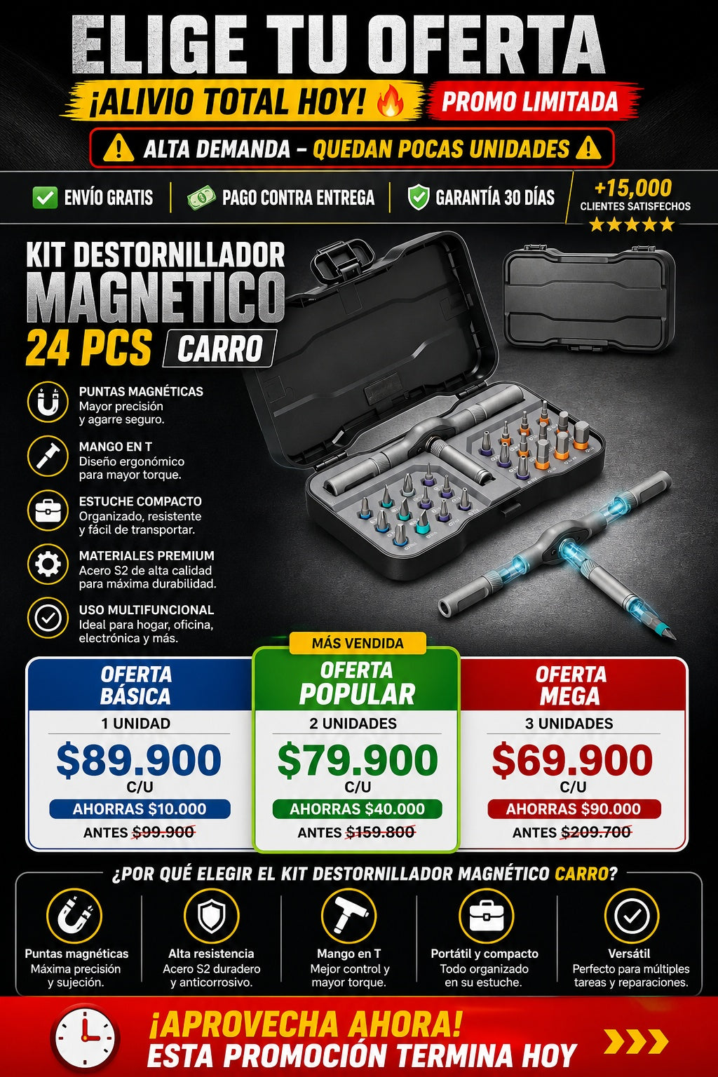 Kit Destornillador Magnetico 24 Pcs CARRO - imagen 2