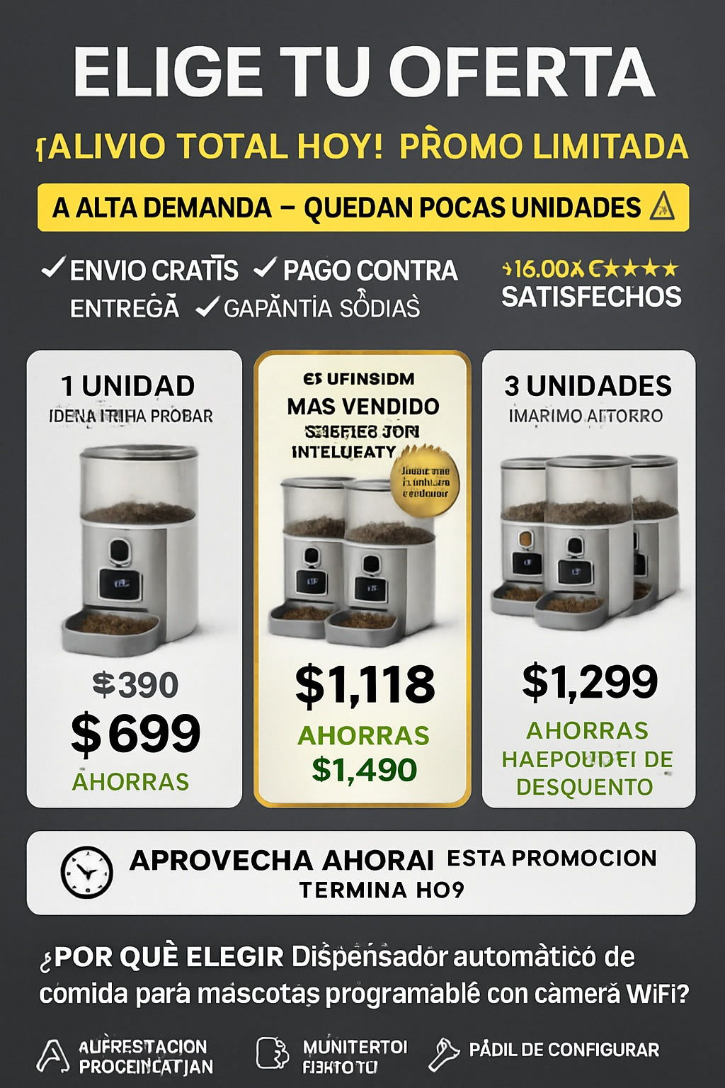 Dispensador automático de comida para mascotas programable con cámara WiFi - imagen 2