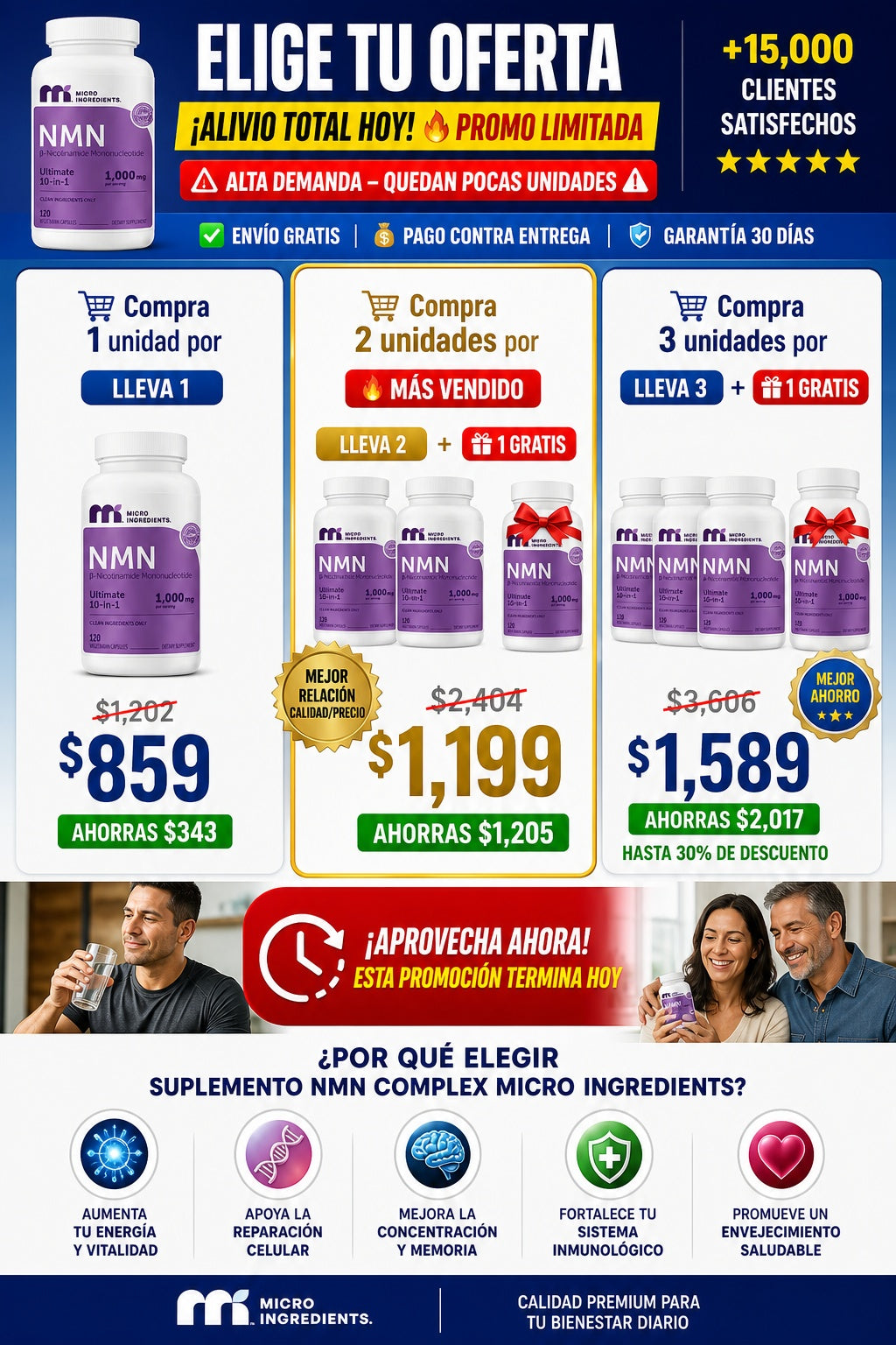 Suplemento Nmn Complex Micro Ingredients - imagen 2