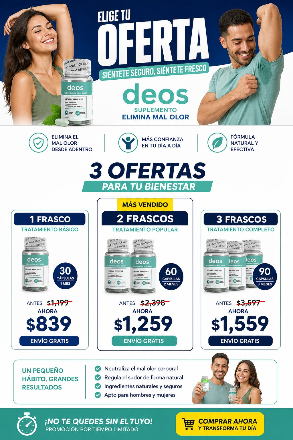 Deos Suplemento Elimina Mal Olor de la boca y de las acxilas - imagen 2