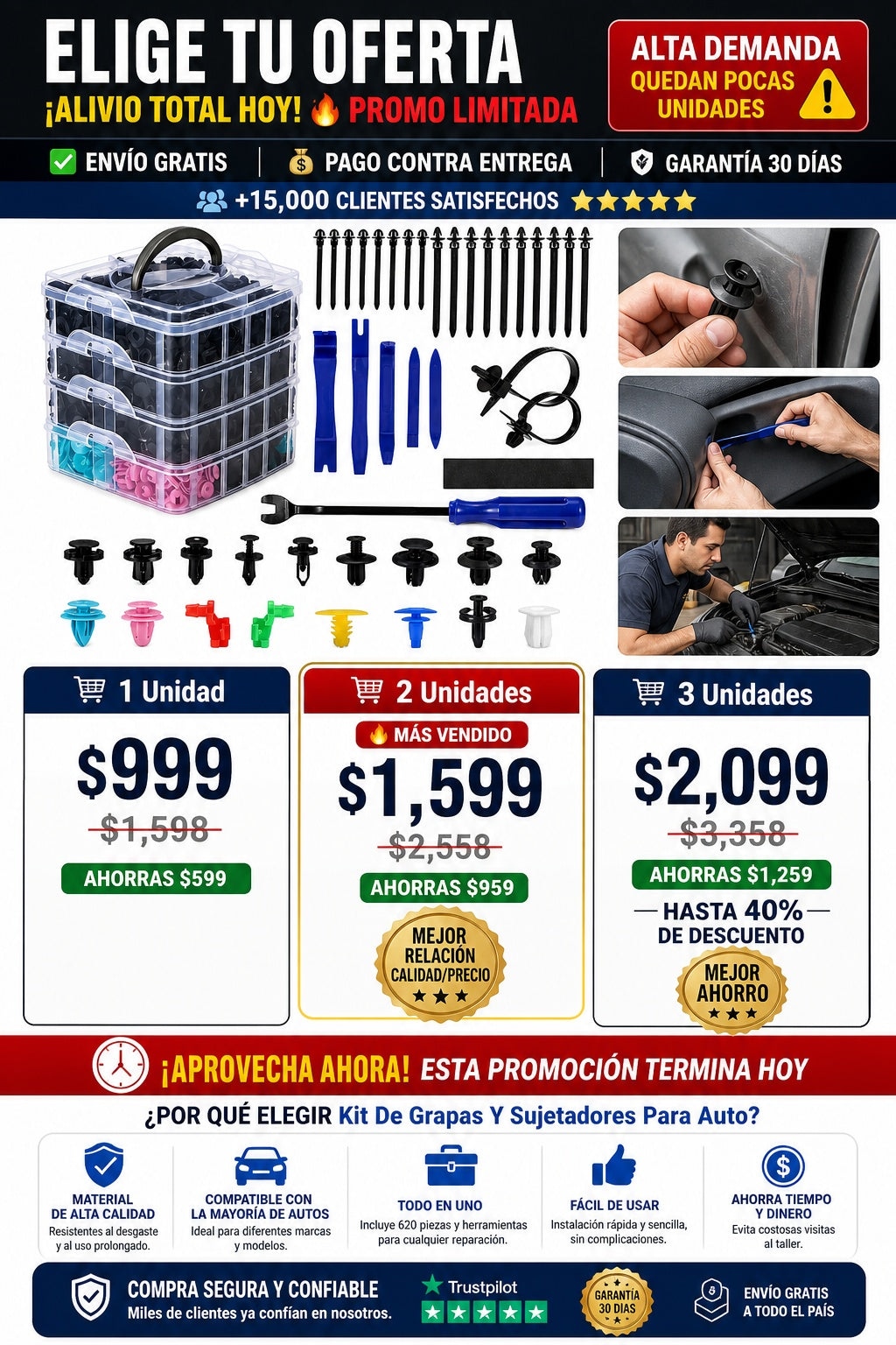 Kit De Grapas Y Sujetadores Para Auto - imagen 2