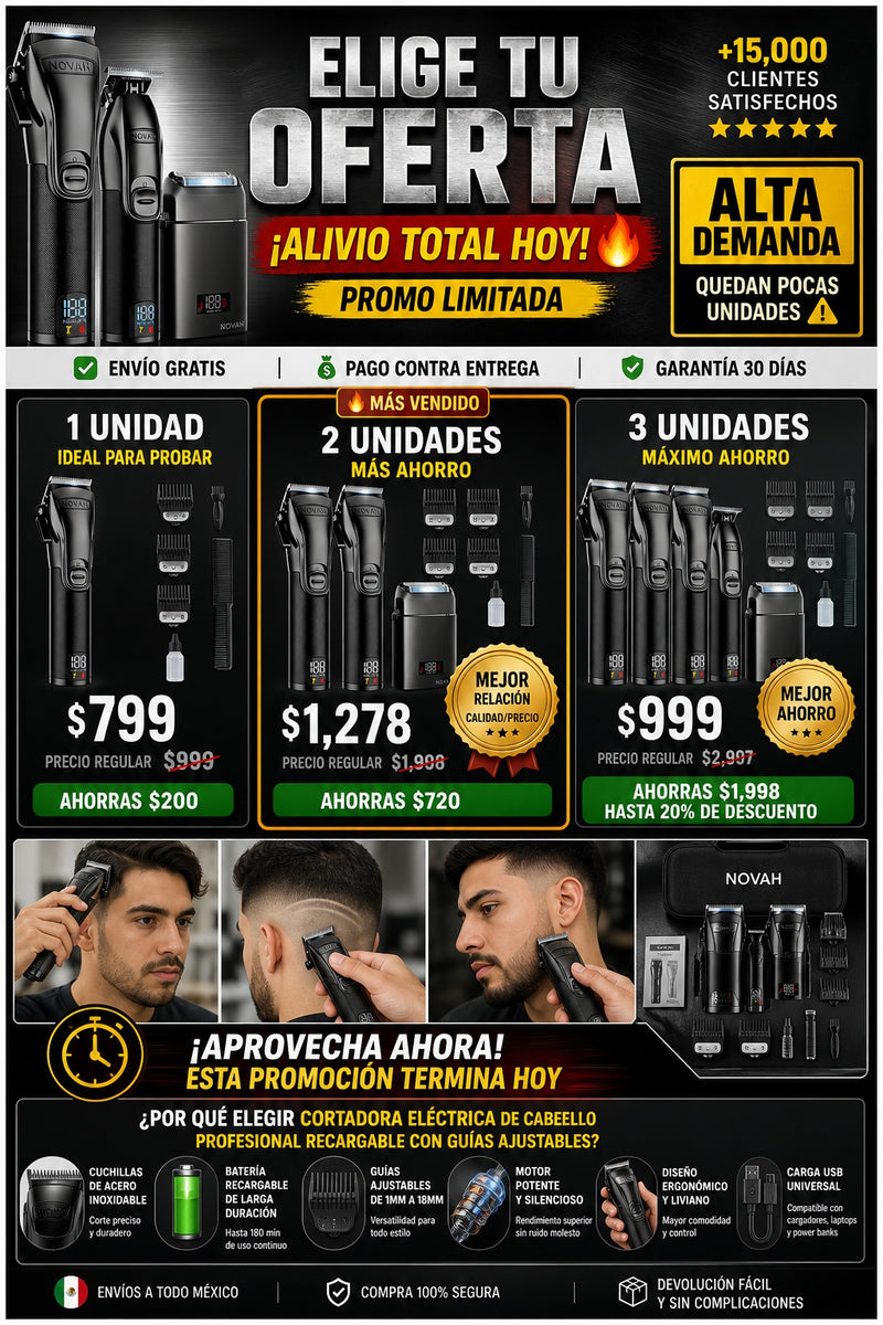 Cortadora eléctrica de cabello profesional recargable con guías ajustables - imagen 2