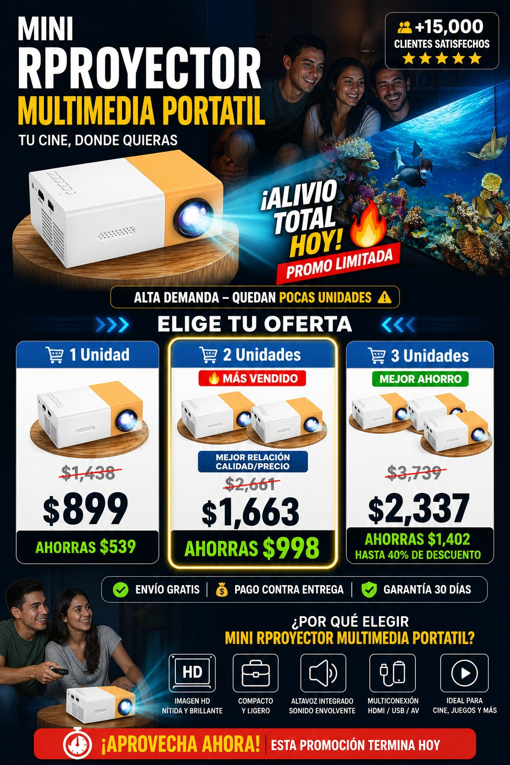 Mini Rproyector Multimedia Portatil - imagen 2