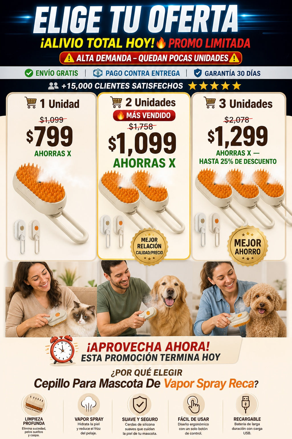 Cepillo Para Mascota De Vapor Spray Reca - imagen 2