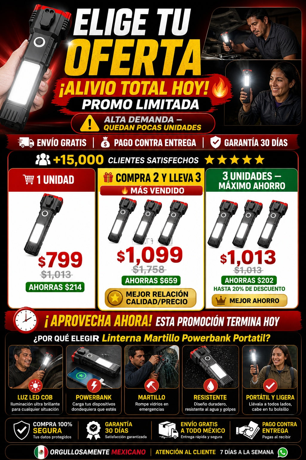 Linterna Martillo Powerbank Portatil - imagen 2