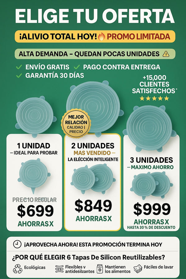 6 Tapas De Silicon Reutilizables - imagen 2