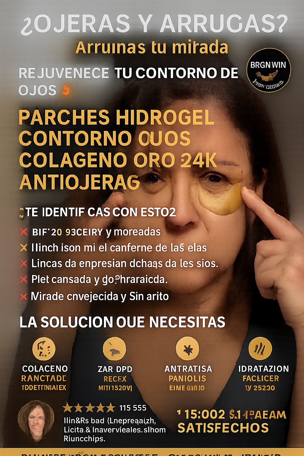 Parches hidrogel contorno ojos colágeno oro 24K antiojeras - imagen 3