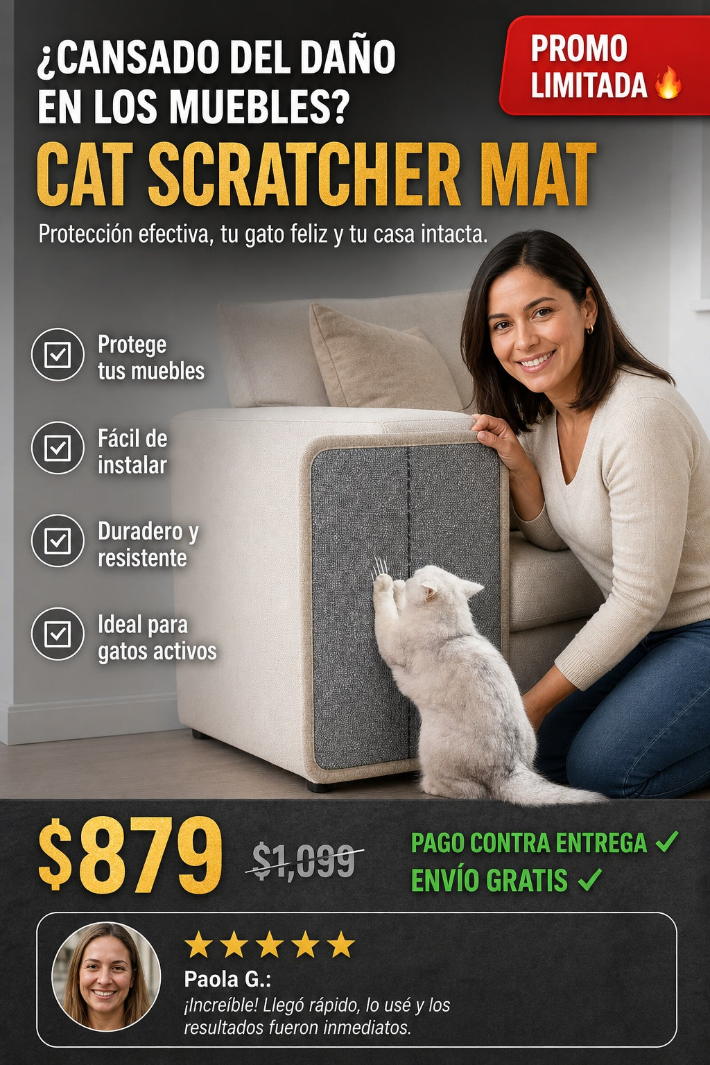 Tapete Rascador Para Gatos Cuida Muebles - imagen 3