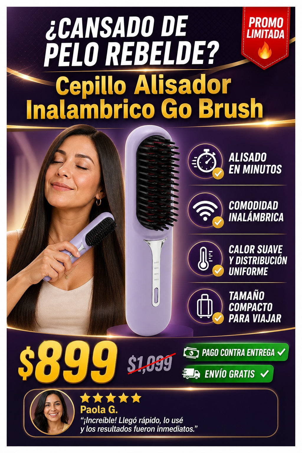 Cepillo Alisador Inalambrico Go Brush - imagen 3