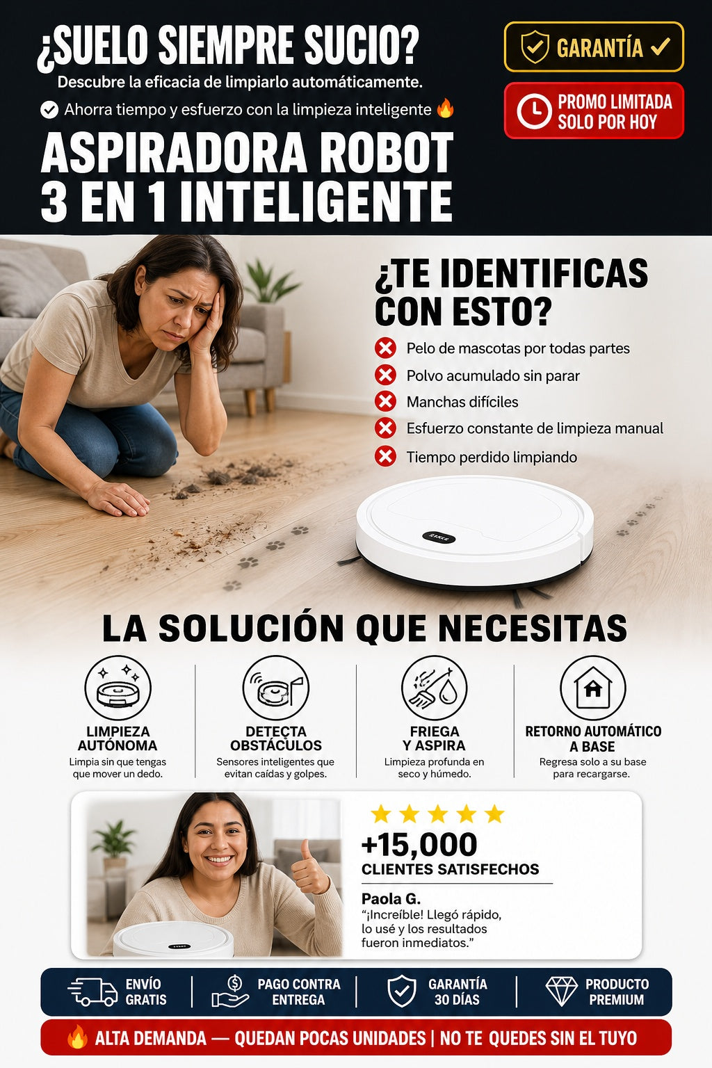 Aspiradora Robot 3 En 1 Inteligente - imagen 3