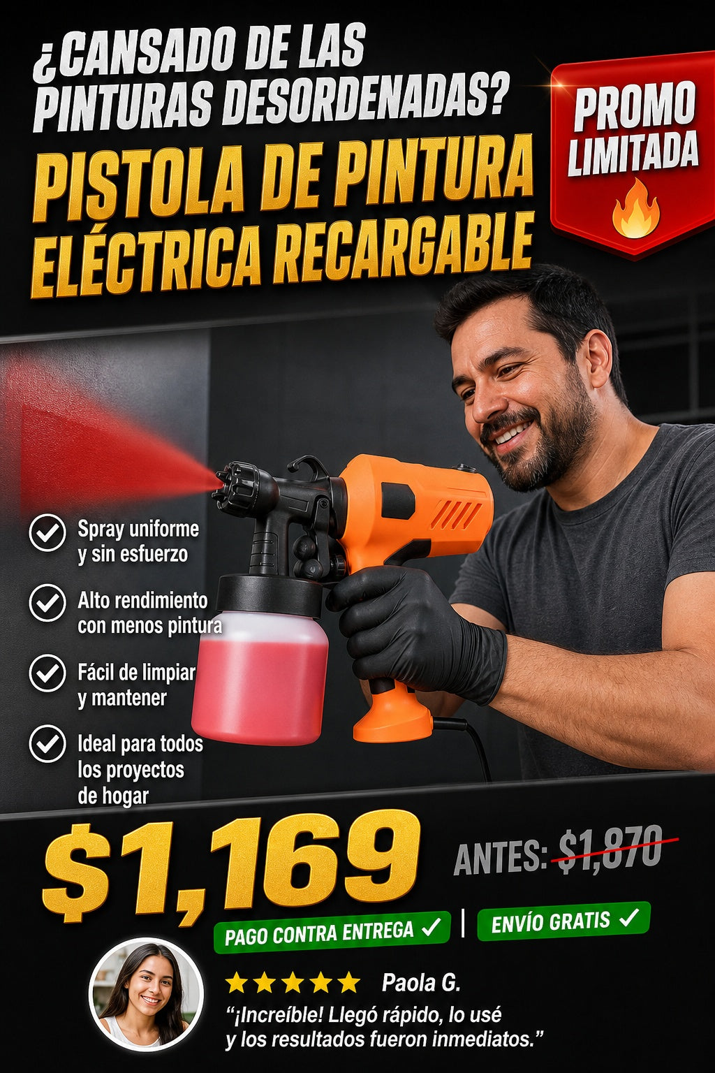 Pistola De Pintura Electrica Recargable - imagen 3
