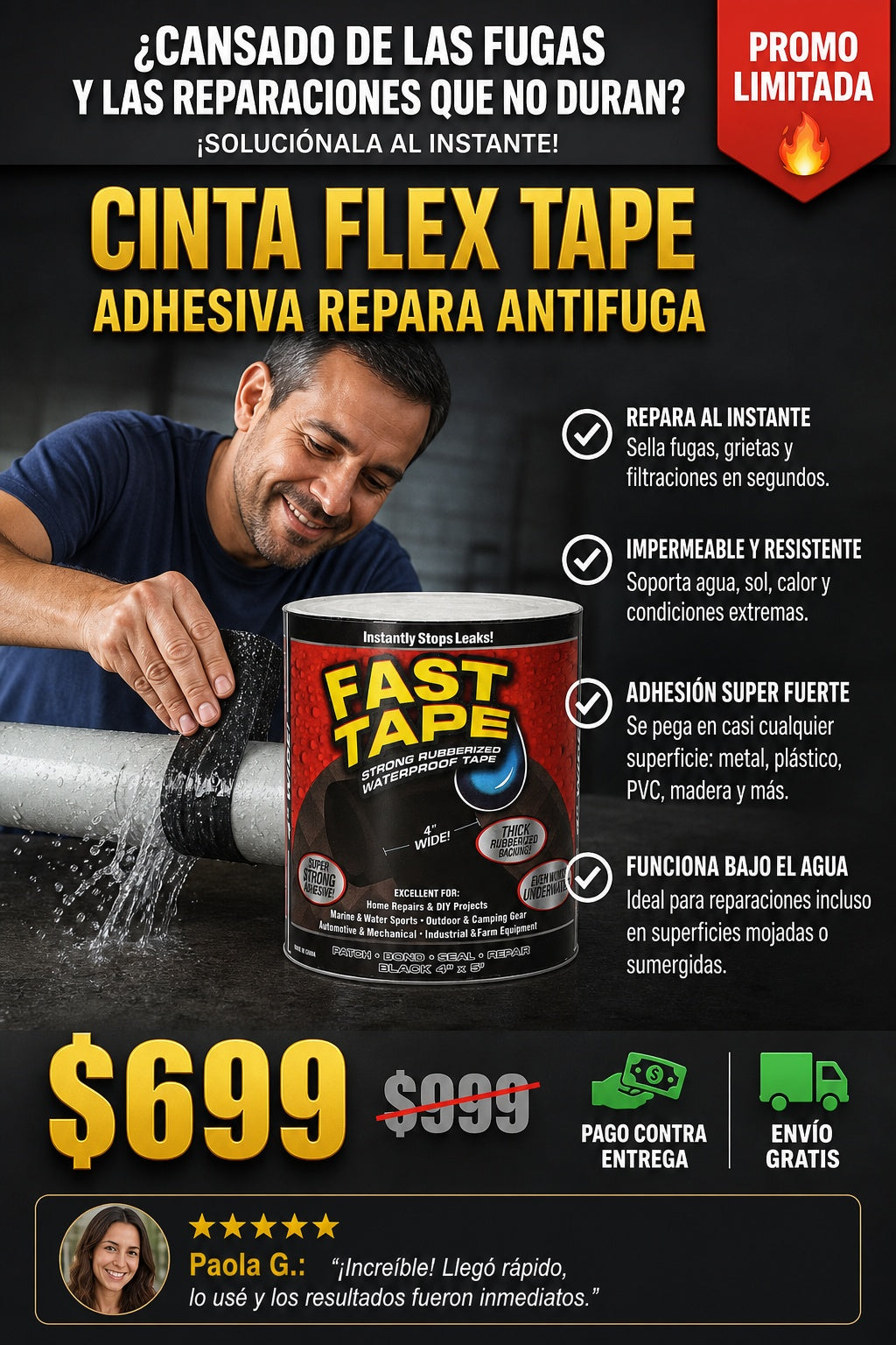 Cinta Flex Tape Adhesiva Repara Antifuga - imagen 3