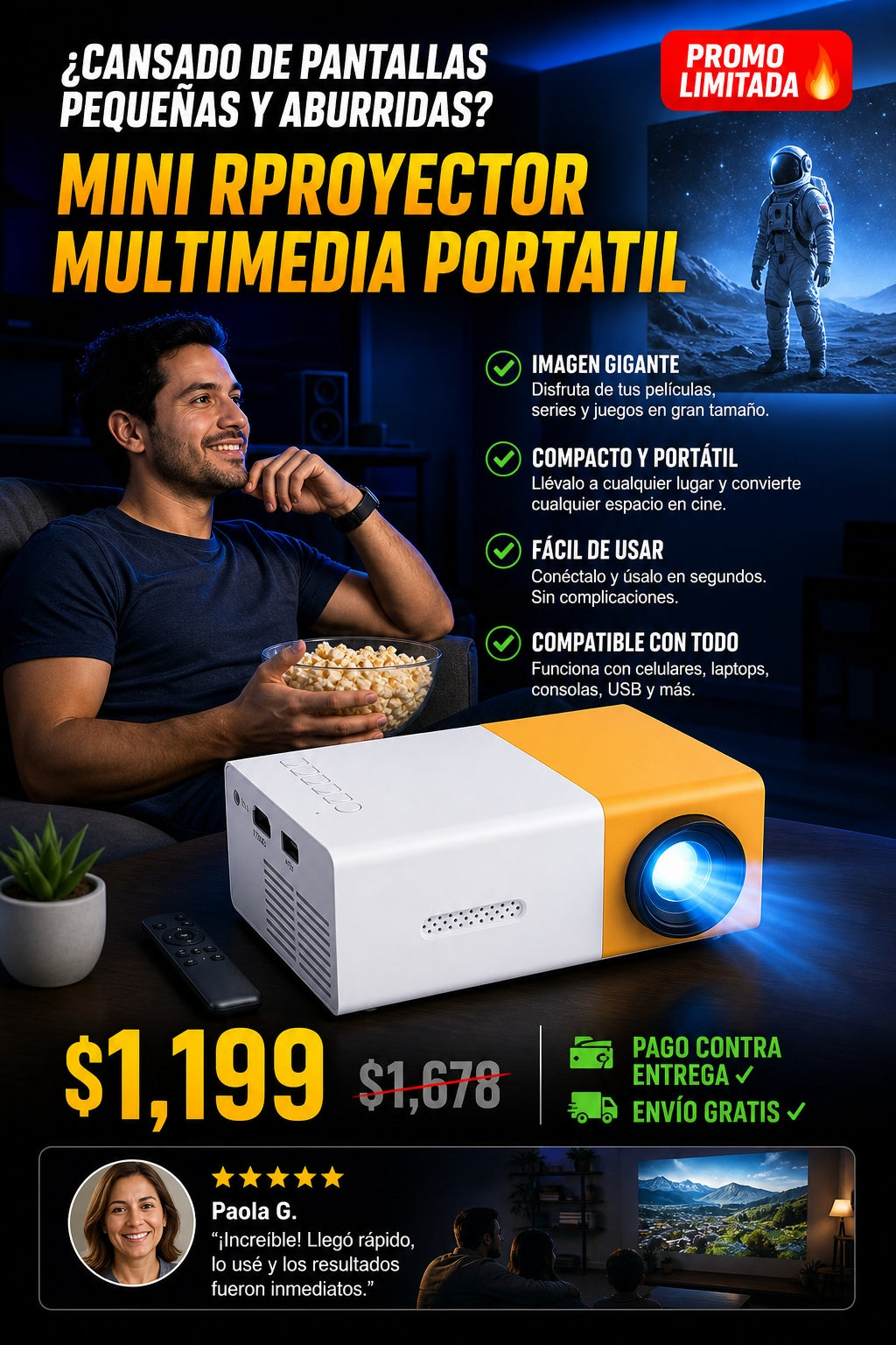 Mini Rproyector Multimedia Portatil - imagen 3
