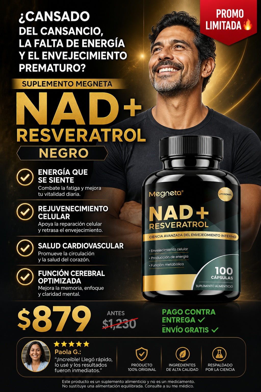 Suplemento Megneta Nad Resveratrol Negro - imagen 3